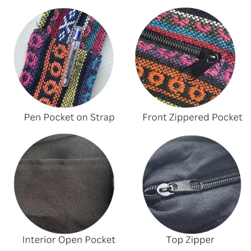 Image of Small Aztec Messenger Bag - Handmade Woven Hippie Hobo Shoulder Handbag - Ikat Tribal Sling Purse for Women