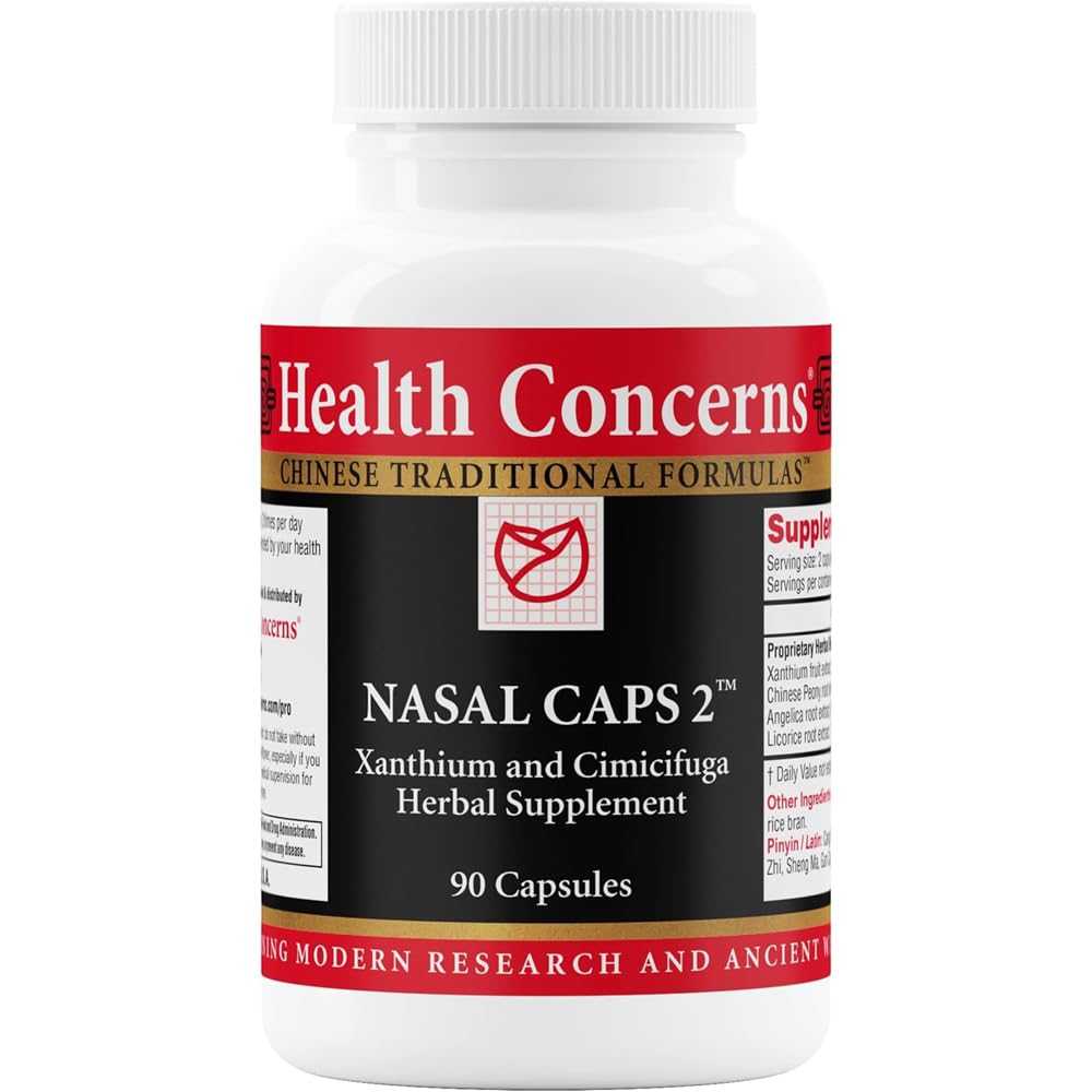 Sponsored Ad - Health Concerns Nasal Caps 2 – Sinus & Nasal Support Supplement – Nose Congestion & Sinus Pressure Support – Traditional Chinese Formula with Xanthium, & Cimicifuga – 90 Capsules