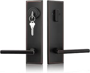 Haidms 2 Pack Gold Exterior Door Lock Set, Front Door Handle