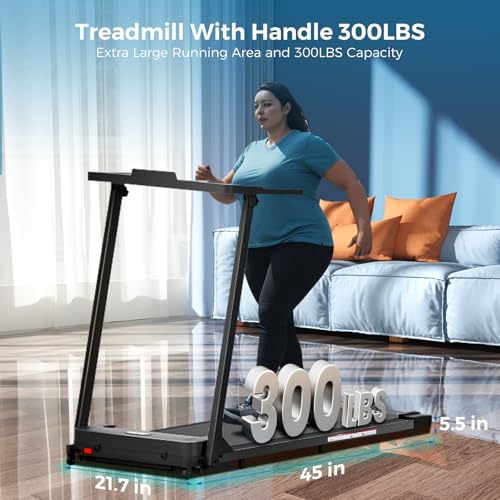 Treadmill with Handles, 2025 Upgraded Small Treadmills Home, Portable Electric Treadmills for Home 300 lbs Capacity,Walking Pad Treadmill,Lightweight Folding Foldable Walking Pad with LED Display - Image 8