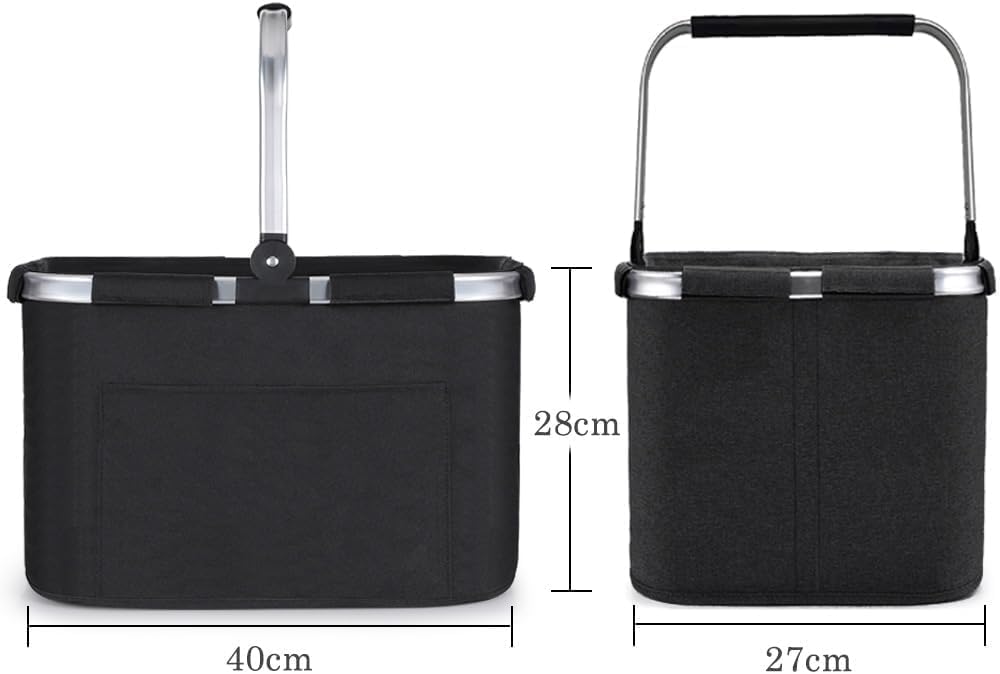 Cesta de la compra de 30 L, 2 unidades, plegable, con asa de aluminio, plegable, para trabajo/viaje/compras