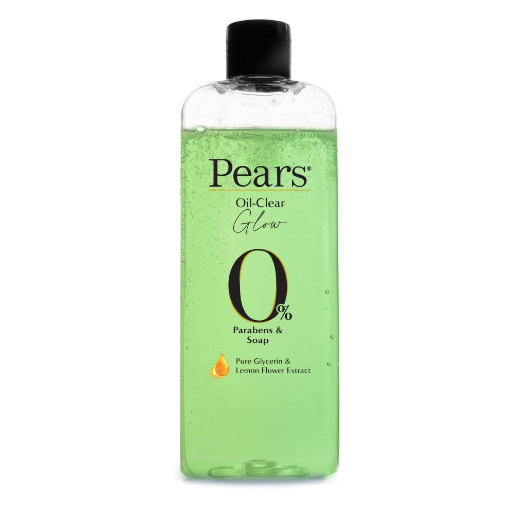 Pears 98% Pure Glycerin Oil-Clear Glow Body Wash with Lemon flower extract and 0% Parabens & Soap for an Oil-Clear Glow, 250 ml
