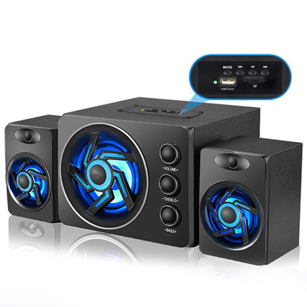 Con colorato. PORTATO Speaker for computer desktop leggeri con subwoofer 2.1 Gaming e Multimedia Pc Altoparlanti(Schwarz)