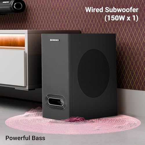 Image of Zebronics 525W 5.1CH Dolby Atmos Soundbar, Triple Drivers, 16.51cm Subwoofer, Dual Rear Satellites, BT v5.3, HDMI (eARC), USB, AUX, Optical in, LED Display, Wall Mountable (Juke Bar 9700 Pro)