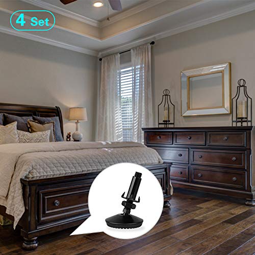 Tahikem 4 Set M10 Swivel Adjustable Leveling Feet, Heavy Duty Height Adjuster Furniture Leveler Foot with T Nut, Screw in Cabinet Table Chair Self Levelers Leg - 2" Base Dia & 2" Bolts Length - Black