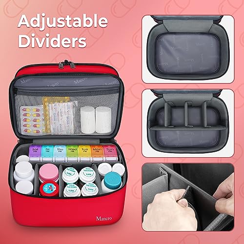 Image of Mancro Dual Layers Medicine Organizer Bag, Pill Bottle Organizer Storage with Lockable Zipper, Medication Travel Bag for Pills, Vitamins, Medical Supplies for Home Storage, XL