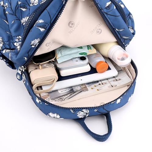Image of Tanweibago Mini Nylon Women Backpacks,11L Small Ladies backpacks Casual Lightweight Women Shopping Travel Daypack (A-White Navy)
