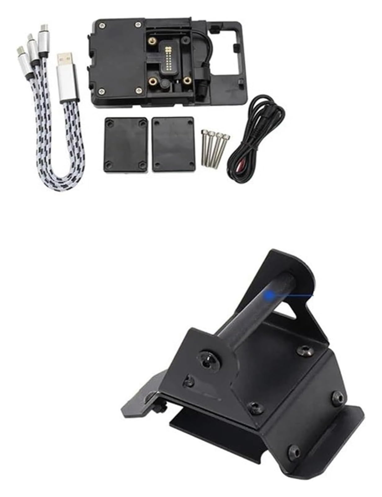 Manillar USB para Motocicleta para FO&RZA 350 Motocicleta Delantero Caballete Soporte Smartphone GPS Navegación Placa Chasis(-12mm B)
