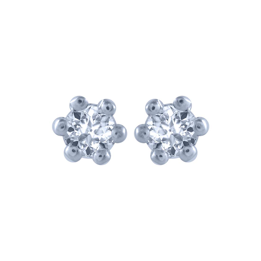 18k (750) White Gold and Diamond Stud Earrings for Women-image-32