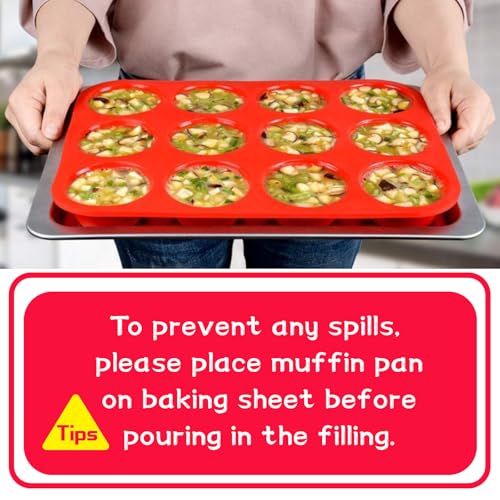 Image of CAKETIME 12 Cups Silicone Muffin Pan - Nonstick Cupcake Pan 1 Pack Regular Size Silicone Mold for Baking