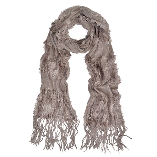 Super Soft Premium Knit Faux Fur Solid Color Warm Fringe Scarf - Diff Colors