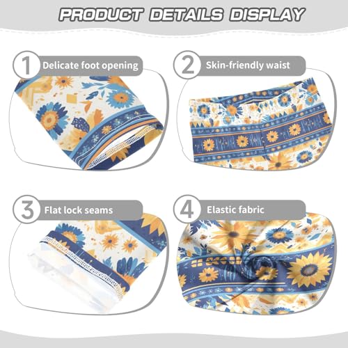 KLL Sunflowers Honey Bees Gnomes Girls Athletic Leggings Soft Full Length Yoga Pants Running3