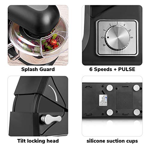 Stand Mixer, Dough Mixer with 5 Qt Stainless Steel Bowl, 6 Speeds Tilt-Head Food Mixer, Kitchen Electric Mixer with Double Dough Hooks, Whisk, Beater - Thumbnail 4