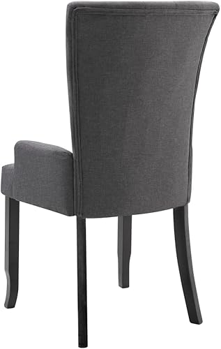 Miniatura 6 de Ergonomic Dining Chair, Dark Grey Polyester Fabric, Solid Oak Wood Frame, Modern Kitchen & Dining Room Furniture