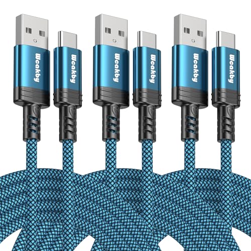 USB C Charger Cable 1M 3Pack Type C Cable Fast Charging Braided USB A to USB-C Phone Charger Cable USBC for iPhone 17/16/15 Samsung Galaxy S10 S9 S8 Plus Note 10 9 8 LG V50 V40 G8 G7