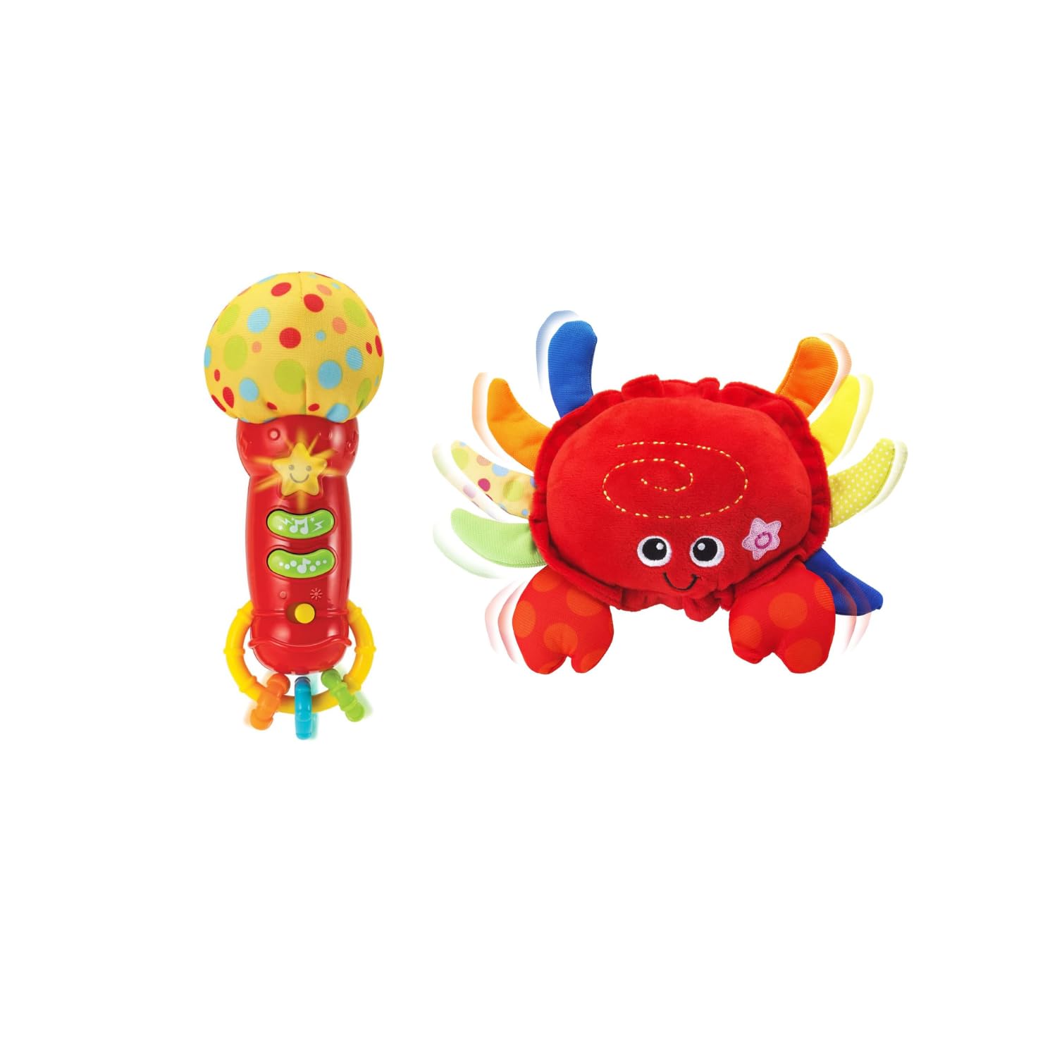 KiddoLabMelodic Duo: Baby's First Microphone & Dancing Crab Plush - Interactive Sound Toys for Infants & Toddlers Aged 3-36 Months.