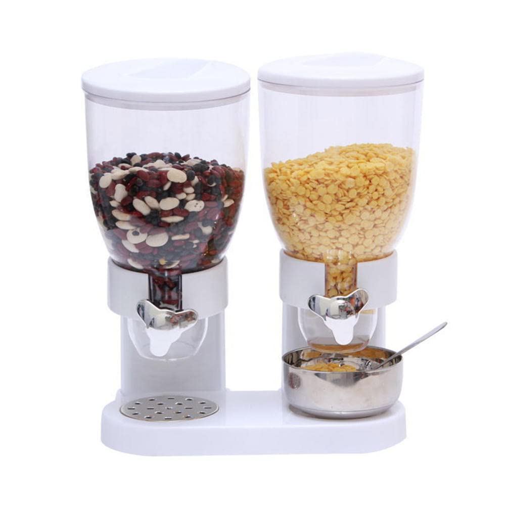 Dispensador de cereales Dispensador de alimentos secos Encimera Cocina Dispensador de alimentos secos indispensable Cromado Peso único y control doble Desayuno Cereal Avena Arroz Cubo Almacenamiento