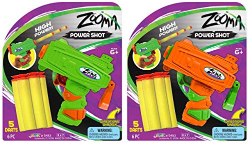 JA-RU Mini Foam Dart Gun (2 Toy Gun Pistol) w/ 5 Refill Soft Bullet Foam Darts for Kids. Fidget Gun Toy, Bulk Party Favors for Boys, Treasure Chest Toys. 5483-2s