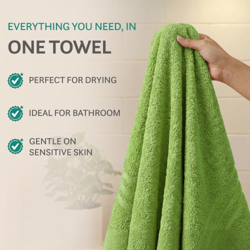 Image of MYTRIDENT Trident 100% Cotton Hand Towels, Highly Absorbent, Super Soft - 2 Piece Set, 400 GSM, Gym & Spa Towels - Lime Green