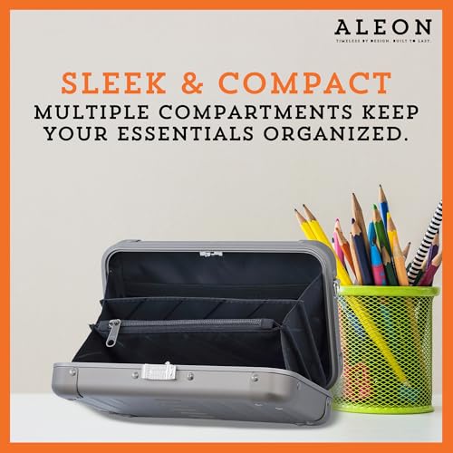 Image of Horizontal All Aluminum Crossbody Bag - Lightweight Compact Travel Case with Adjustable Strap, RF Blocking, Interior Pockets & Secure Clasp - Stylish Over-Shoulder Bag for Men & Women (Bronze)