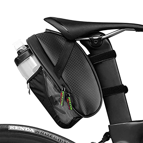 SHANMEI Satteltaschen für Fahrrad, wasserdichte Fahrradtasche Sattel mit Wasser Flaschentasche, Reflektierend Satteltasche Fahrrad für MTB, Rennrad, Faltrad Schwarz Cover