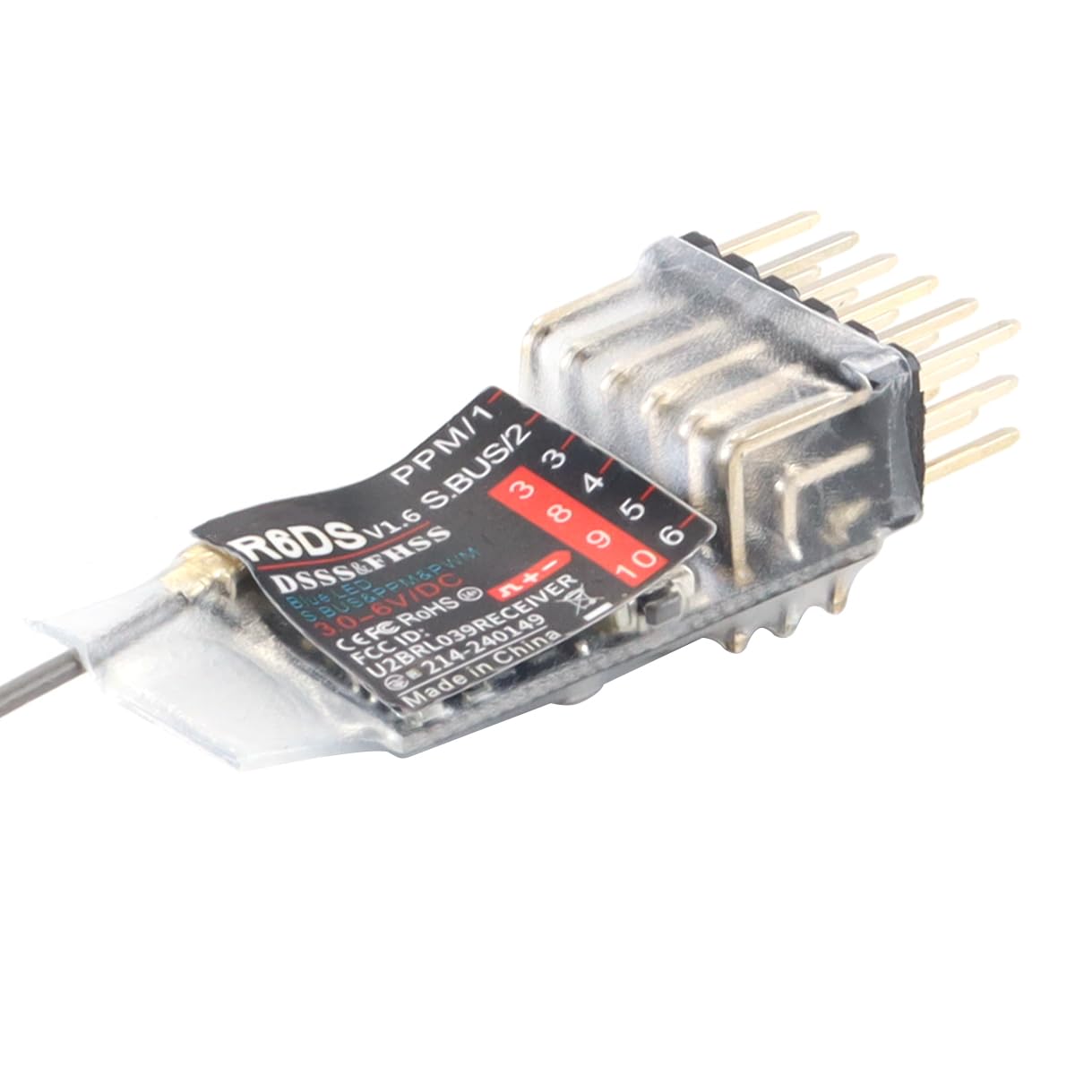 Récepteur RC R6DS 2,4 GHz 6 canaux SBUS/PWM/PPM pour drones et avions à voilure fixe, compatible avec AT9S/AT9S Pro/AT10/AT10II