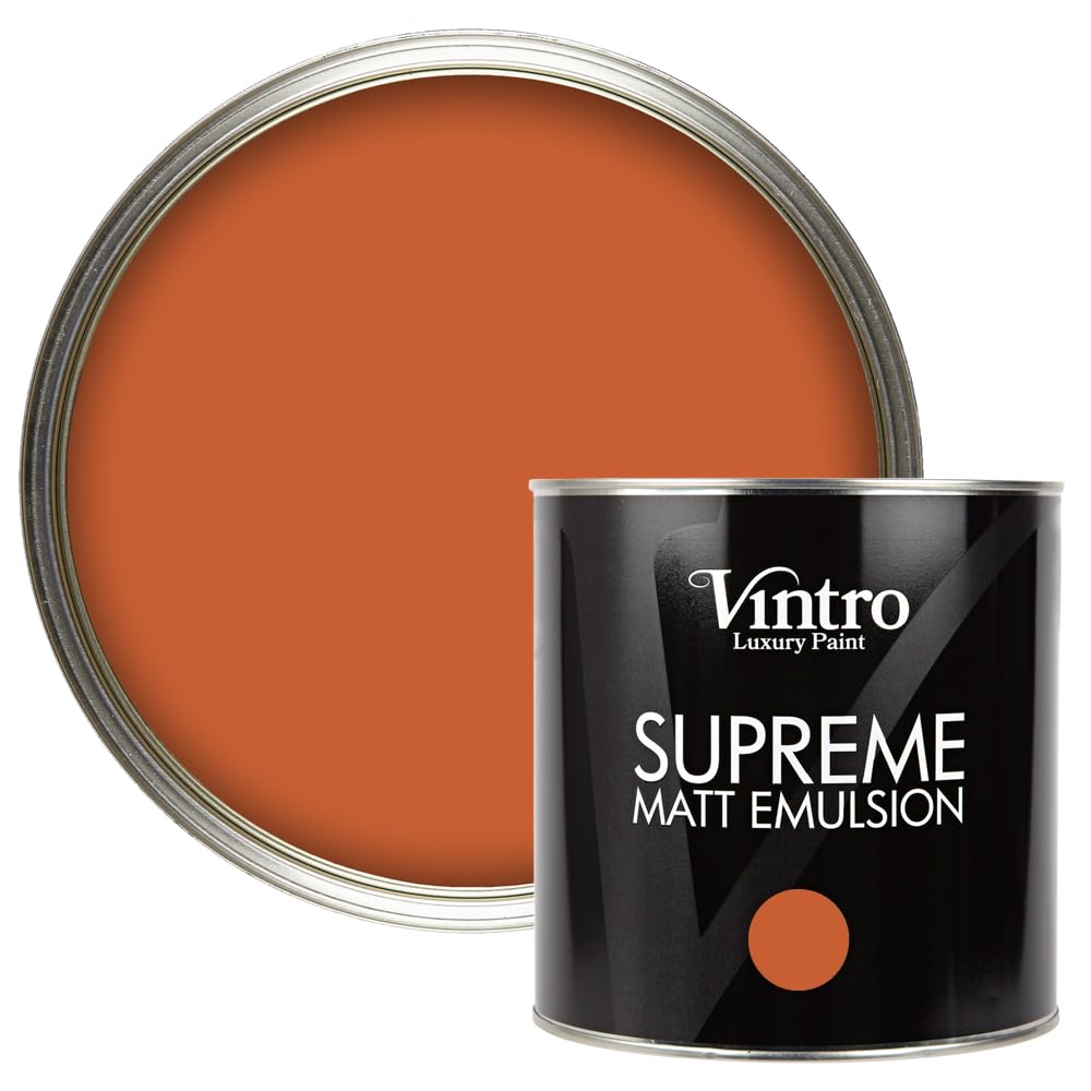 Vintro Paint Orange/Brown - Thor's Rust Vintro | Luxury Matt Emulsion | Smooth Chalky Finish | Multi Surface Paint | For Walls, Ceilings, Wood And Metal 2.5L (, 2.5 Litre)