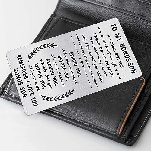 Alotozo Stepson Christmas Wallet Card - To My Bonus Son Gifts - Step Son Cards from Mom Dad4