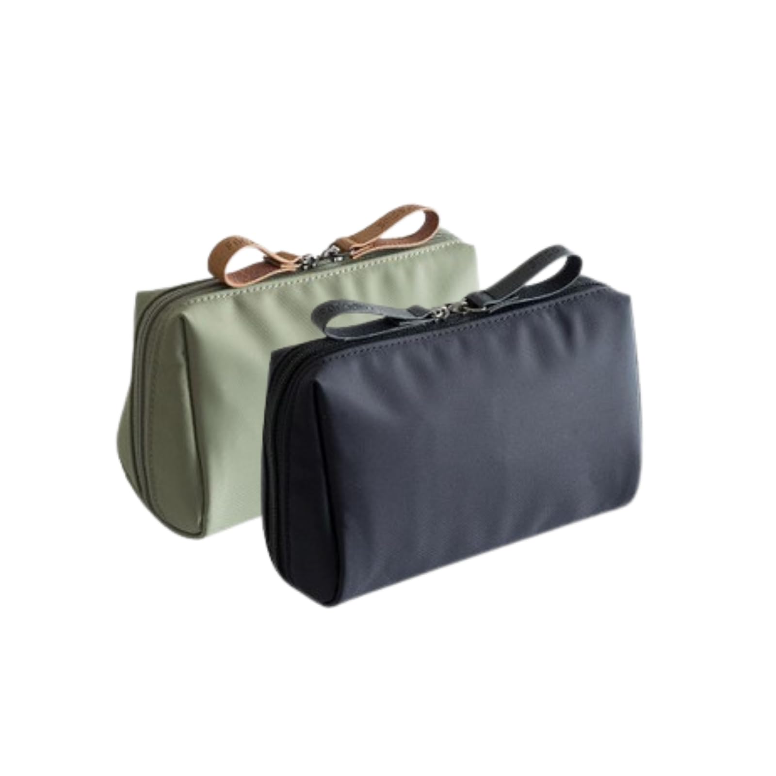 TecoKart® 2 Pack Small Makeup Pouch Set – Waterproof Travel Cosmetic Organizer, Mini Make Up Case for Women, Portable Korean Style Beauty Bag (Army Green & Black) - 16 cm x 6 cm x 9.5 cm