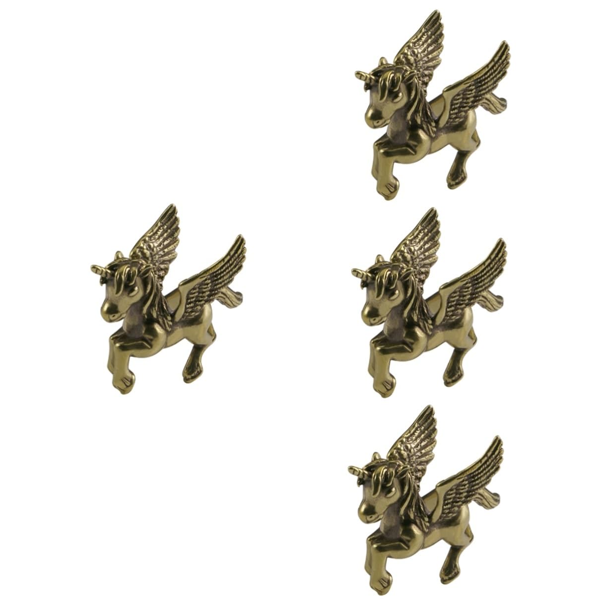 IMIKEYA 4stücke Brass Statue Kreative Einhorn Skulptur Messing Für Schreibtisch-Dekoration Retro Design Langlebig Und Für Und Büro