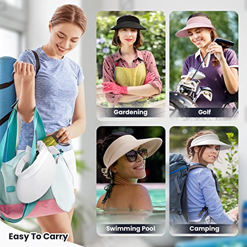 Simplicity White Visor Hat Women'S Upf 50+ Uv Protection Visor Hats For Women Wide Brim Beach Womens Sun Hat,White Visor thumb #5
