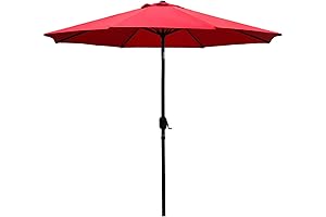 Sunnyglade 9 ft Red Patio Umbrella for Outdoor Table with 8 Sturdy Ribs