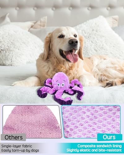 TONGKTAI Hundespielzeug Quietschend, Interaktives Plüsch Oktopus Ziehspielzeug, Unzerstörbar Welpenspielzeug für Kleine, Mittelgroße und Große Hunde um sie zu Beschäftigen