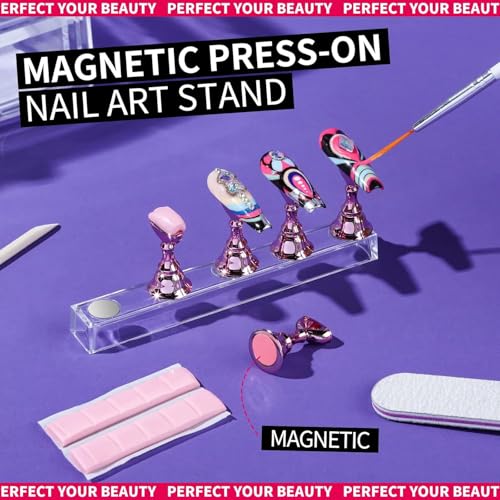 Image of COSTICA 20 Sheet Nail Adhesive Tabs with Nail Stand for Press ons, Double Sided Press on Nail Tabs Nail Glue Stickers, Press on Nail Glue Tabs Sticky Nail Tabs, Adhesive Tabs for Nails with Nail File