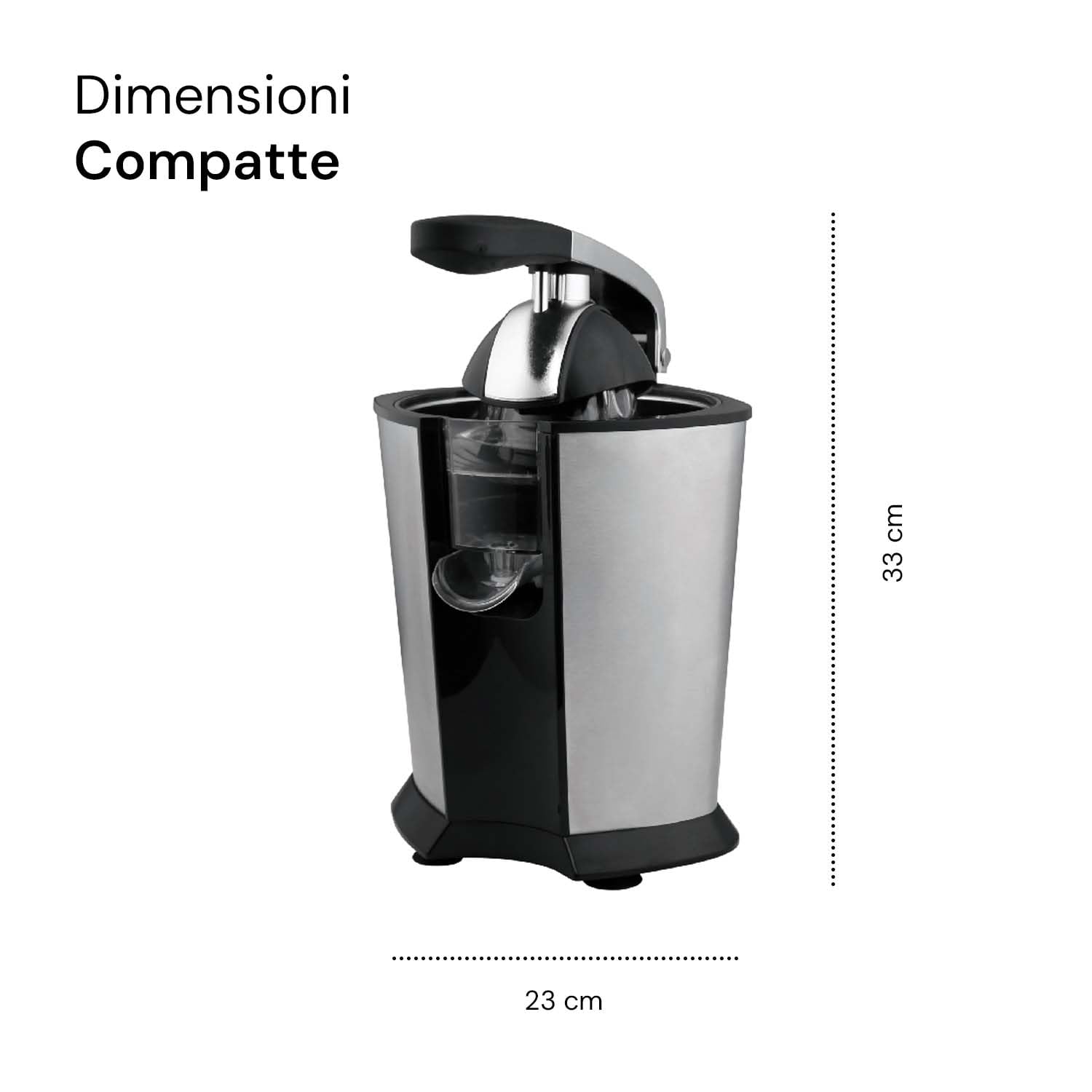Wintem Presse-agrumes électrique en acier inoxydable noir – Idéal pour presser rapidement et sans effort les citrons, oranges et autres agrumes avec 2 cônes différents de pressage – Facile à nettoyer