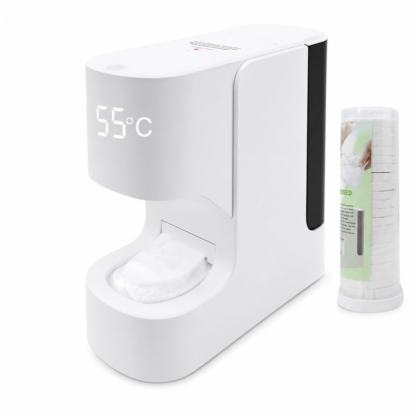 Handtuchwärmer Spender, 5s Erwärmung auf 55°C, inkl. 20 Tücher | Automatischer Spender, 5s Erwärmung, konstante 55°C, Sprachansage, ideal für die tägliche Gesichtspflege