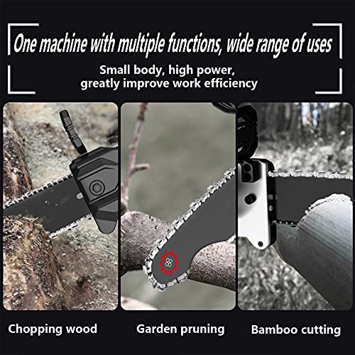 showyow Mini-Kettensäge, kabellos, elektrisch, 10,2 cm, batteriebetrieben, klein, tragbar, mit einer Hand… – Bild 3