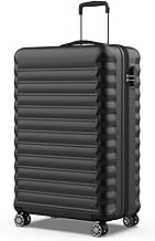NUMADA - Maleta de Viaje Grande 25Kg Upfly 28' ABS (75x49x29cm) con Cierre de Combinación y 4 Ruedas Dobles 360 | Resistente | Ligera | Interior Compartimentado | Negro