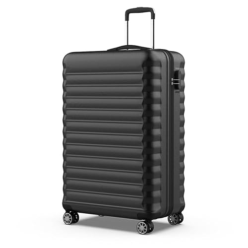 NUMADA - Maleta de Viaje Grande 25Kg Upfly 28' ABS (75x49x29cm) con Cierre de Combinación y 4 Ruedas Dobles 360 | Resistente | Ligera | Interior Compartimentado | Negro - 3. Grande (L) - 1. Negro