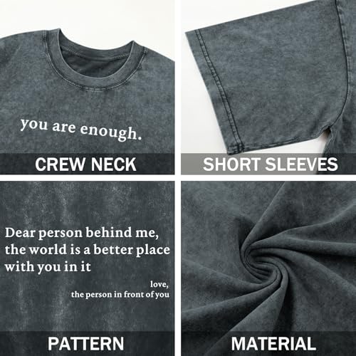 Image of Dear Person Behind Me Shirt You are Enough Tshirts for Men Oversized Inspirational Positive Tees Vintage Graphic Tops