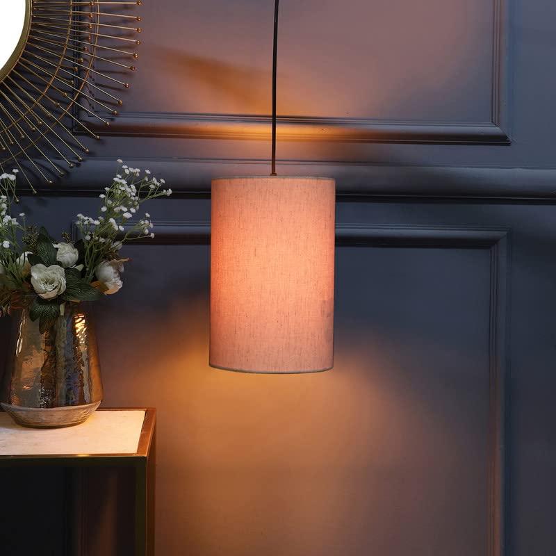 Image of Flex Color, Classic Pendant Cylinder Lamp Shade, Decorative Light Lamp, Hanging Spotlight with Fixture, 40Watts, Black Canopy -: Pack of 1 (6 * 10 Inches)