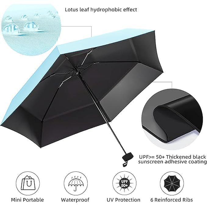 Image of ๐ช๐ข๐ข๐ ๐ญ๐ฌ UV Travel ๐ ๐ถ๐ป๐ถ ๐๐ผ๐น๐ฑ๐ถ๐ป๐ด Ultra Compact pastel ๐จ๐บ๐ฏ๐ฟ๐ฒ๐น๐น๐ฎ with Case, Manual Open ๐ฒ ๐ฅ๐ถ๐ฏ๐ Lightweight ๐ฃ๐ผ๐ฟ๐๐ฎ๐ฏ๐น๐ฒ, Small Sun & Rain ๐ฃ๐ผ๐ฐ๐ธ๐ฒ๐ ๐จ๐บ๐ฏ๐ฟ๐ฒ๐น๐น๐ฎ for Men and Women- Use in ๐ฅ๐ฎ๐ถ๐ป & ๐ฆ๐๐บ๐บ๐ฒ๐ฟ