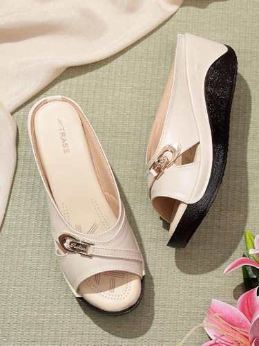TRASE Women's Fashion Sandal, Faux Leather, Comfortable and Stylish Wedges| Soft Cushion Footbed For Women & Girls | For Casual Wear & Formal Wear Occasions 2.5 inches heel - Image 5