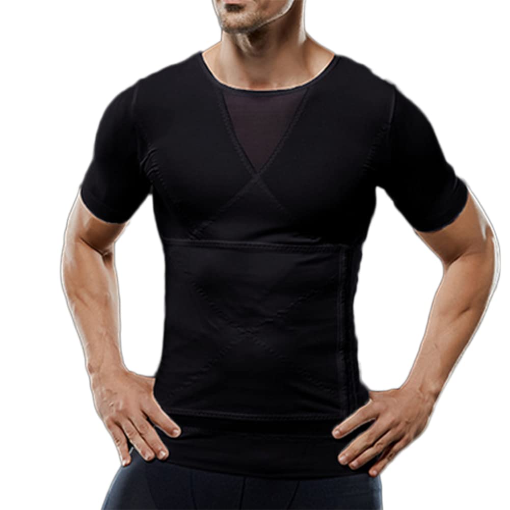 Hombre Compresión Pecho Abdomen y Cintura Gynecomastia Deportiva Camisa Faja Reductora Camiseta Adelgazar Moldeador Shaper Chaleco