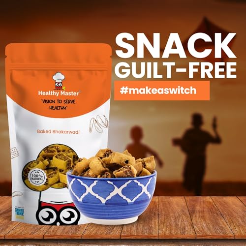 Healthy Master Baked Bhakarwadi 250g | Healthy Namkeen Snack with Authentic Gujarati Taste | Crispy & Wholesome Baked Snacks | Bhakarwadi for Anytime Munching | No Palm Oil, Preservatives or MSG | High-Fiber & Diet-Friendly