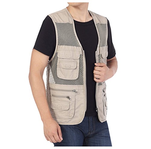 Kedera Men's Safari Fishing Vest Summer Outdoor Mesh Work Journalist's Vest Jacket3