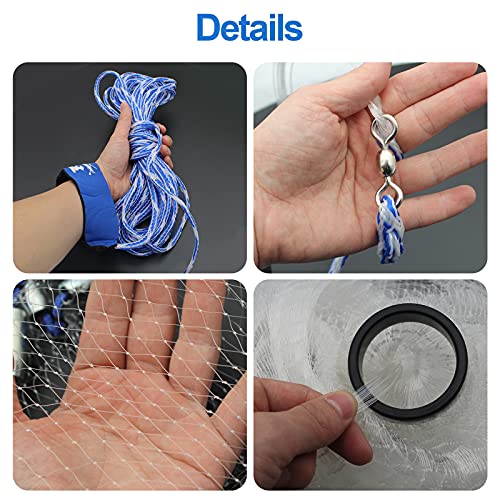 Proximitck Fishing Cast Net With Stainless Steel Round For Saltwater Freshwater Fishing Throw Net 10Ft Radius, 3/8In Mesh Size #TOP4