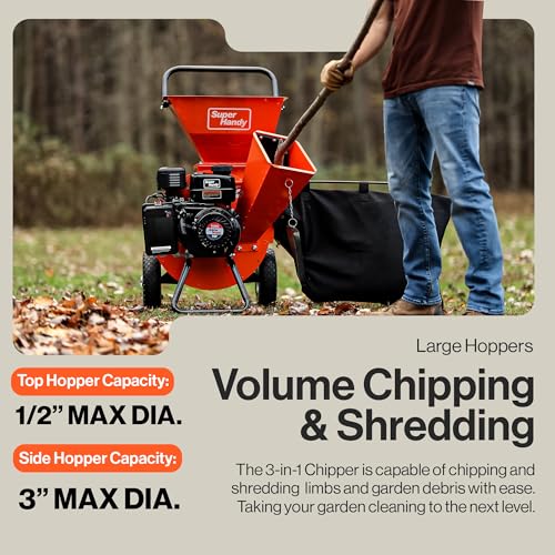 SuperHandy Wood Chipper Shredder Mulcher Ultra Heavy Duty 7HP 3 in 1 Multi-Function 3" Inch Max Capacity (Amazon Exclusive)