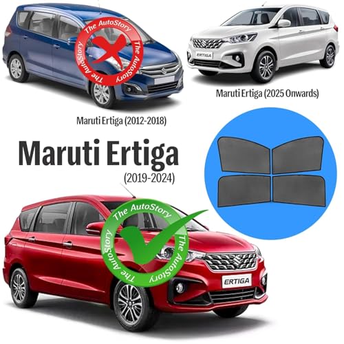 Image of AutoStory Custom Fit Black Mesh Car Sunshade for Ertiga 2019-2024 | UV & Heat Protection Car Window Curtains | Privacy Car Sun Shade | Breathable Vehicle Specific Side Window Shades