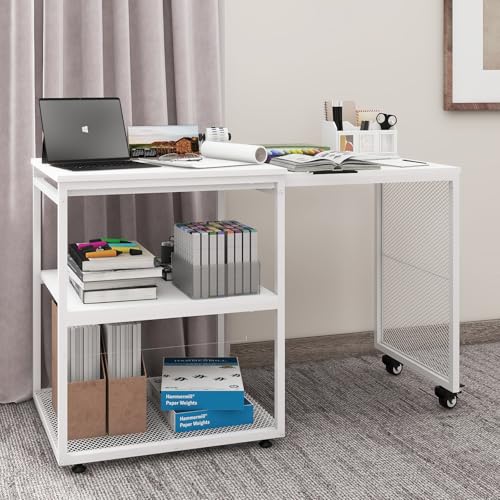 Image of Natwind 24''x20'' Large Printer Stand,Extendable Home Craft Table,White